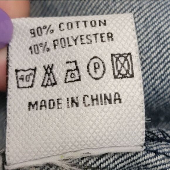 PUZZLE Jeans Vest Jacket Sleeveless Button Up Distressed Patched Women's Size L - Picture 8 of 8